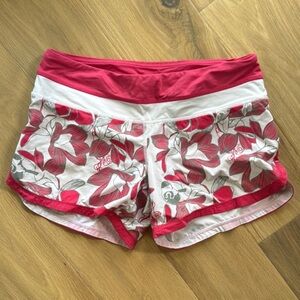 Lululemon Athletica Pink and White Athletic Shorts with Stretchy Fabric